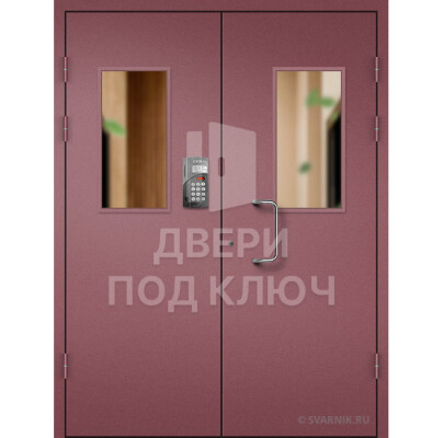 Двустворчатая подъездная дверь с домофоном ДПК-13825